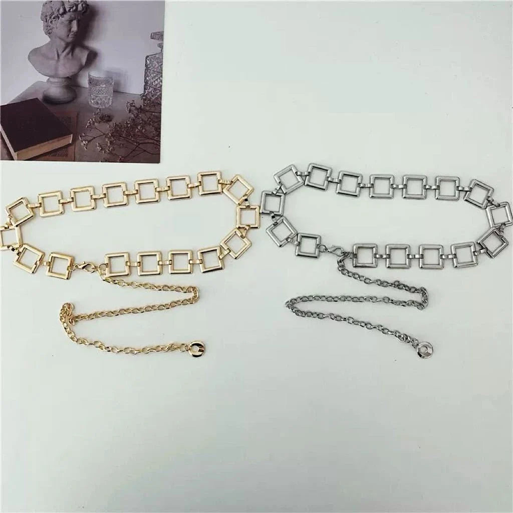 Cinto de corrente oco corrente de cintura simples e versátil moda feminina tendência importada