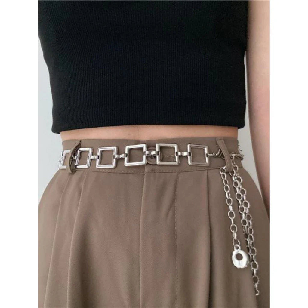 Cinto de corrente oco corrente de cintura simples e versátil moda feminina tendência importada