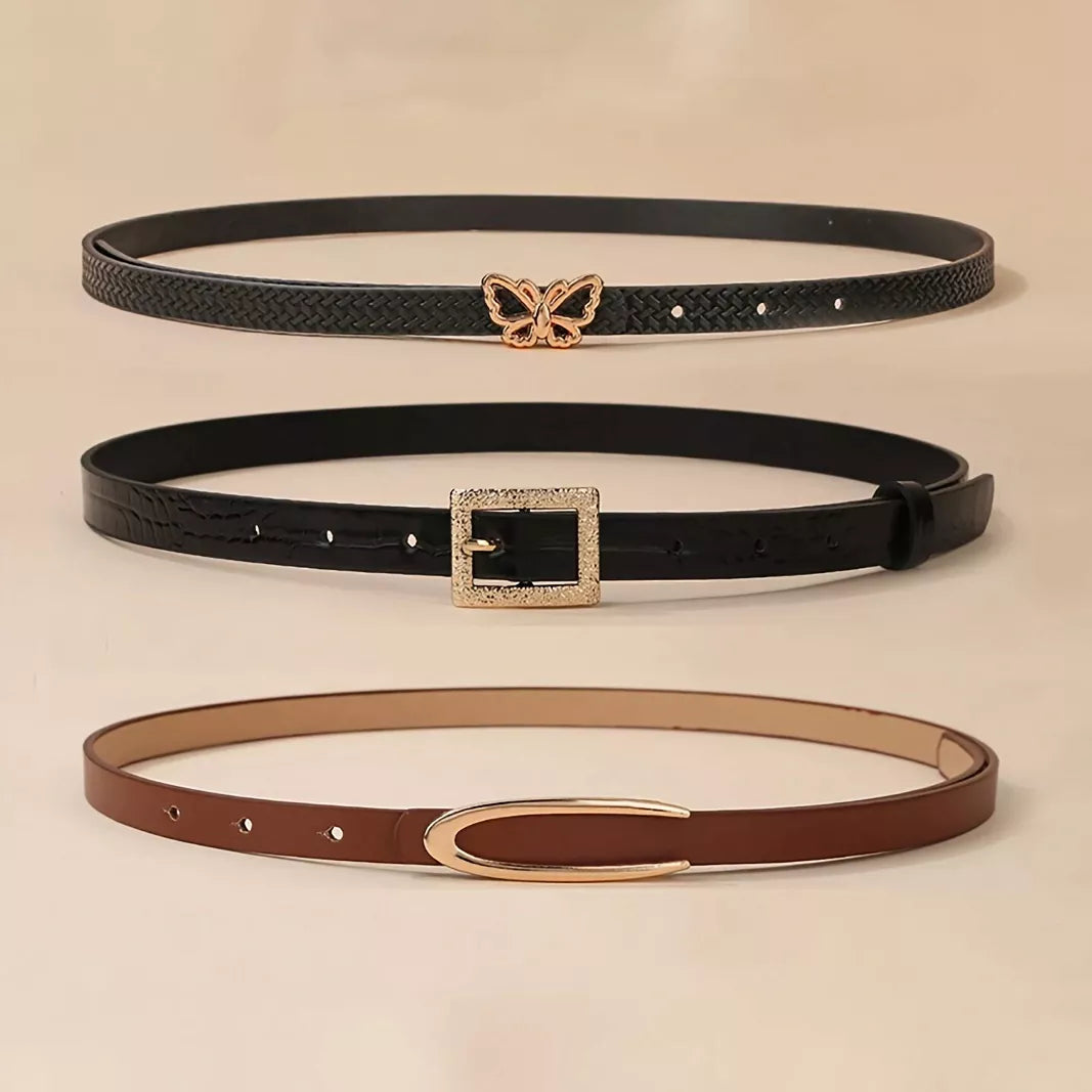 Conjunto de 5 peças Cinto feminino Cinto decorativo de Metal Fivela Decorativa Fashionable All-Match Cinto pequeno