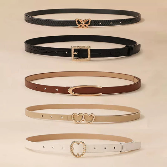 Conjunto de 5 peças Cinto feminino Cinto decorativo de Metal Fivela Decorativa Fashionable All-Match Cinto pequeno