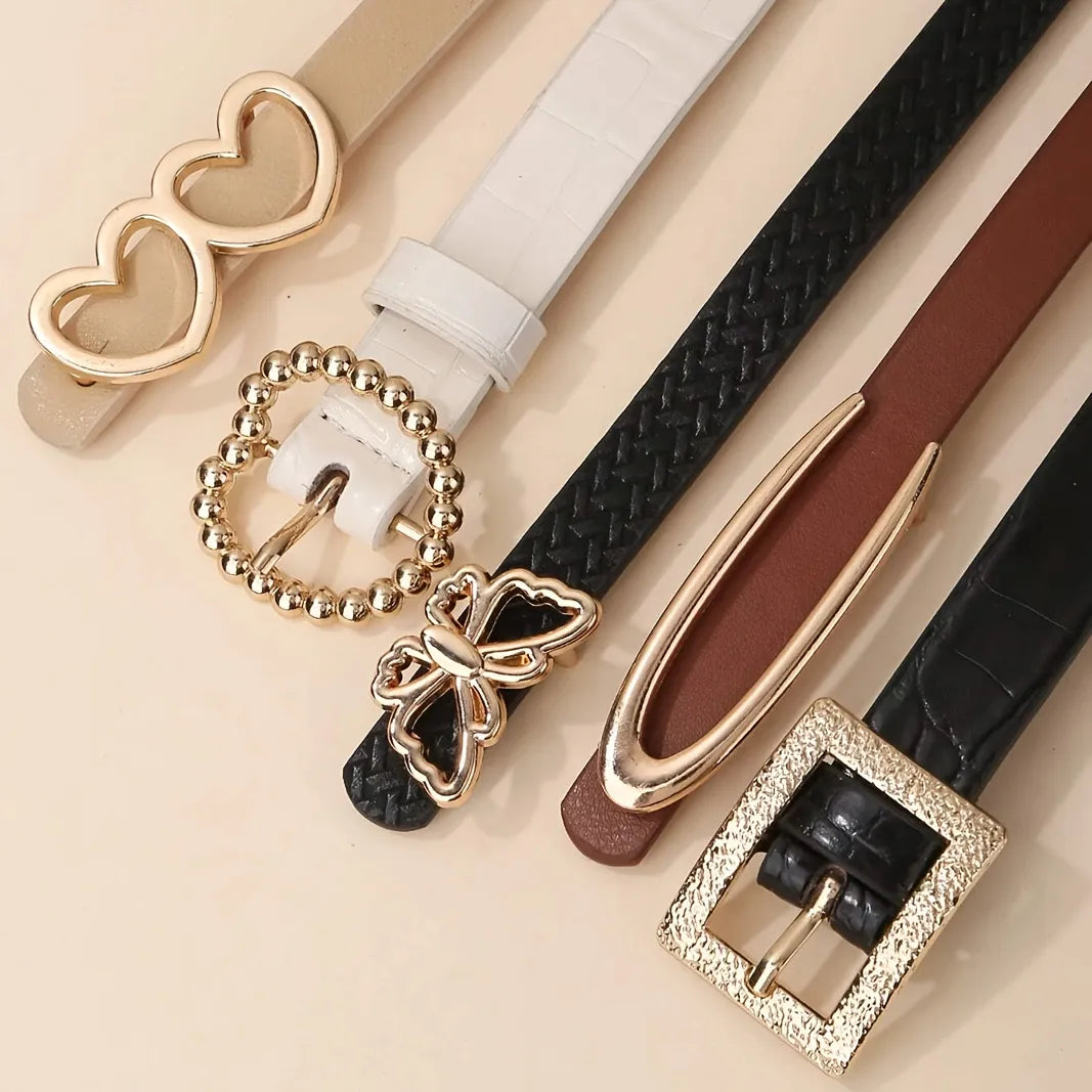 Conjunto de 5 peças Cinto feminino Cinto decorativo de Metal Fivela Decorativa Fashionable All-Match Cinto pequeno
