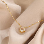 Trevo de Quatro Folhas de Colar de Aço Inoxidável 18K Cadeia Feminina Simples Uso Diário