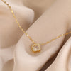 Trevo de Quatro Folhas de Colar de Aço Inoxidável 18K Cadeia Feminina Simples Uso Diário