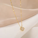 Trevo de Quatro Folhas de Colar de Aço Inoxidável 18K Cadeia Feminina Simples Uso Diário