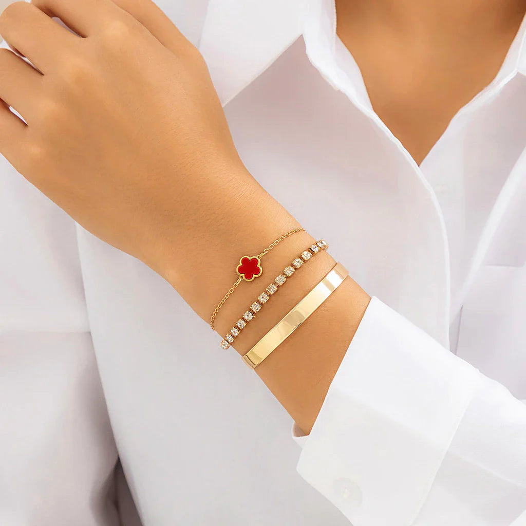 3 Pcs Corrente de Tênis com Rhinestone em Camadas Separáveis, Lucky Stars Bangles, Conjunto de Acessórios Femininos 2024