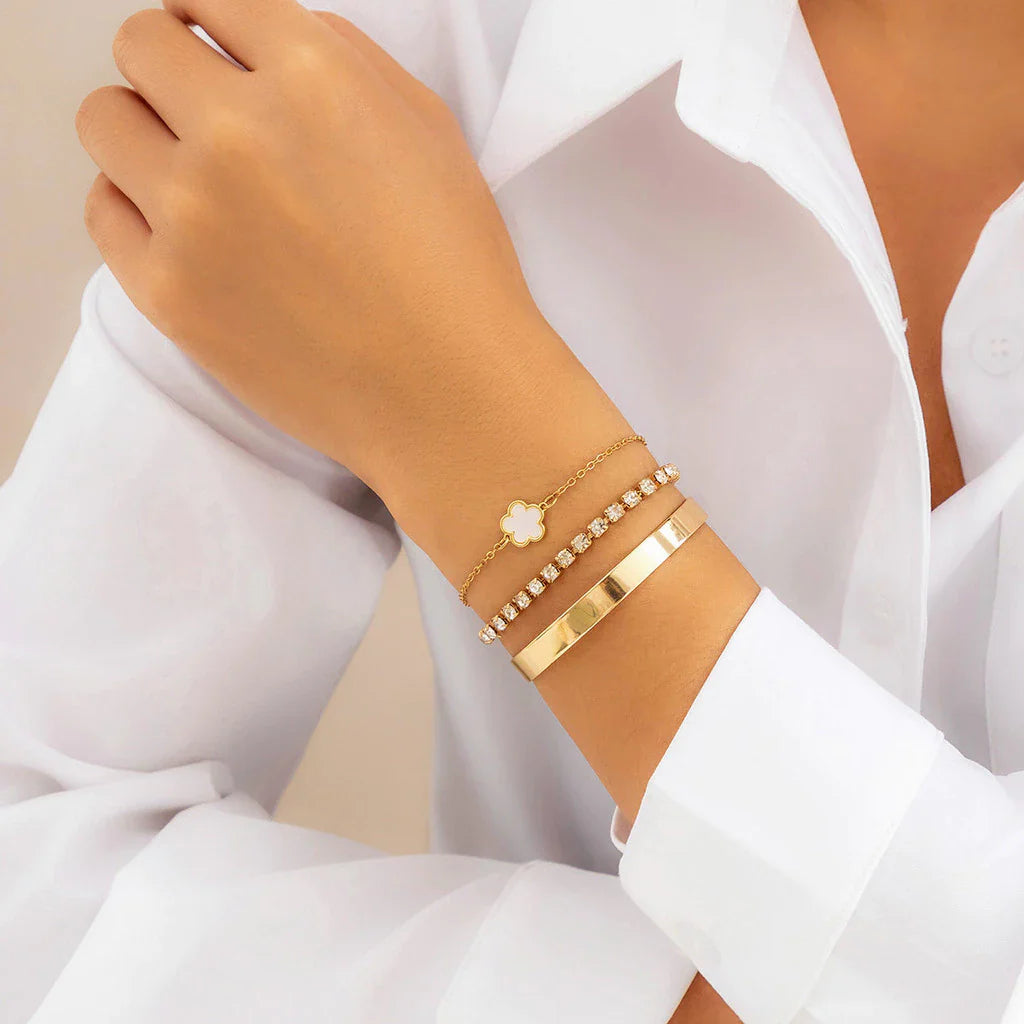 3 Pcs Corrente de Tênis com Rhinestone em Camadas Separáveis, Lucky Stars Bangles, Conjunto de Acessórios Femininos 2024