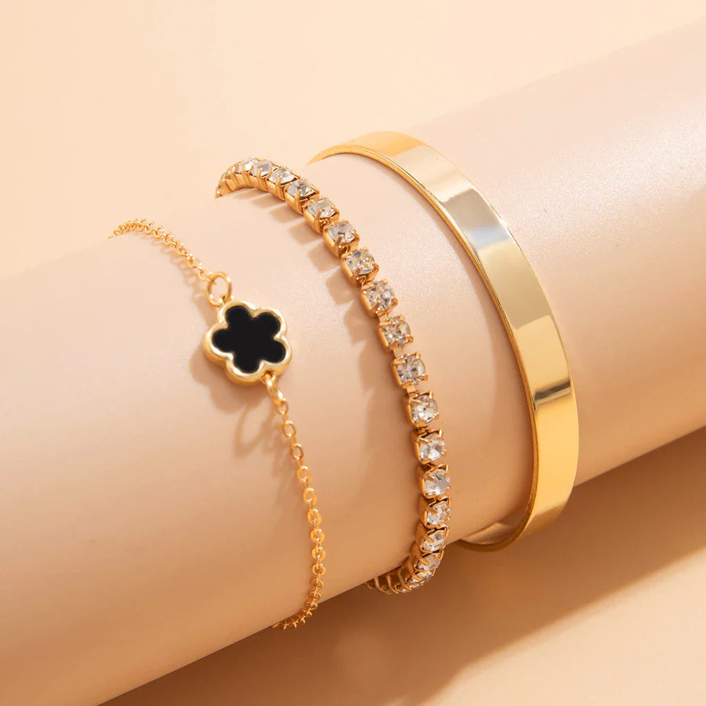3 Pcs Corrente de Tênis com Rhinestone em Camadas Separáveis, Lucky Stars Bangles, Conjunto de Acessórios Femininos 2024