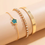 3 Pcs Corrente de Tênis com Rhinestone em Camadas Separáveis, Lucky Stars Bangles, Conjunto de Acessórios Femininos 2024
